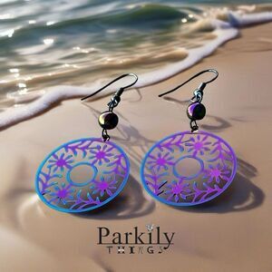 Rainbow metal filigree earrings handcrafted